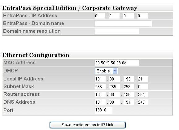 IP Link Web Config